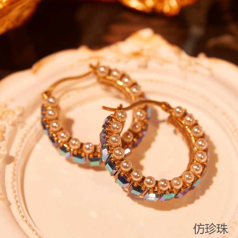 Elegant Copper Alloy Pearl-Imitation Earrings KK-91042