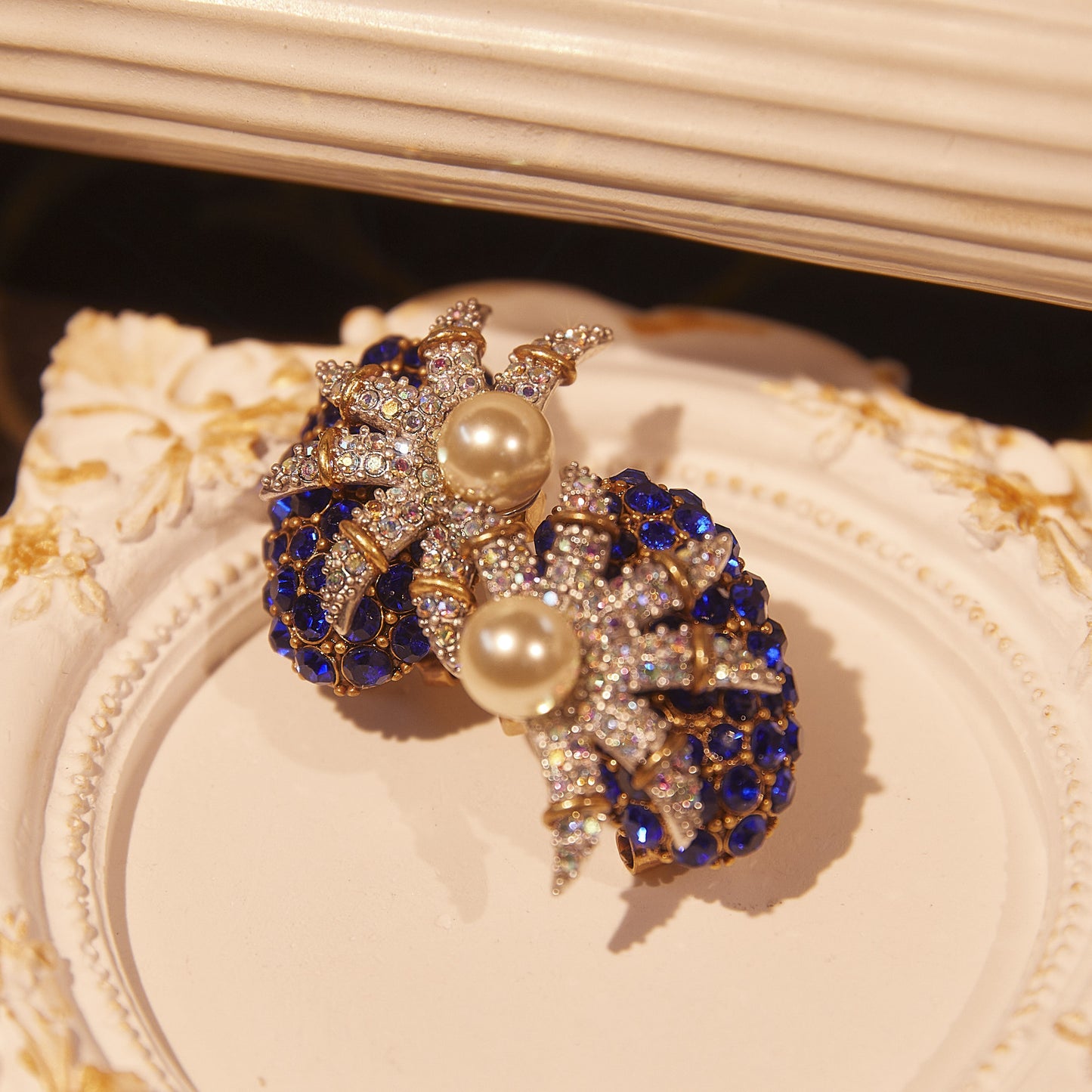 Sparkling Swarovski Crystal Copper Alloy Pearl-Imitation Earrings KK-91041