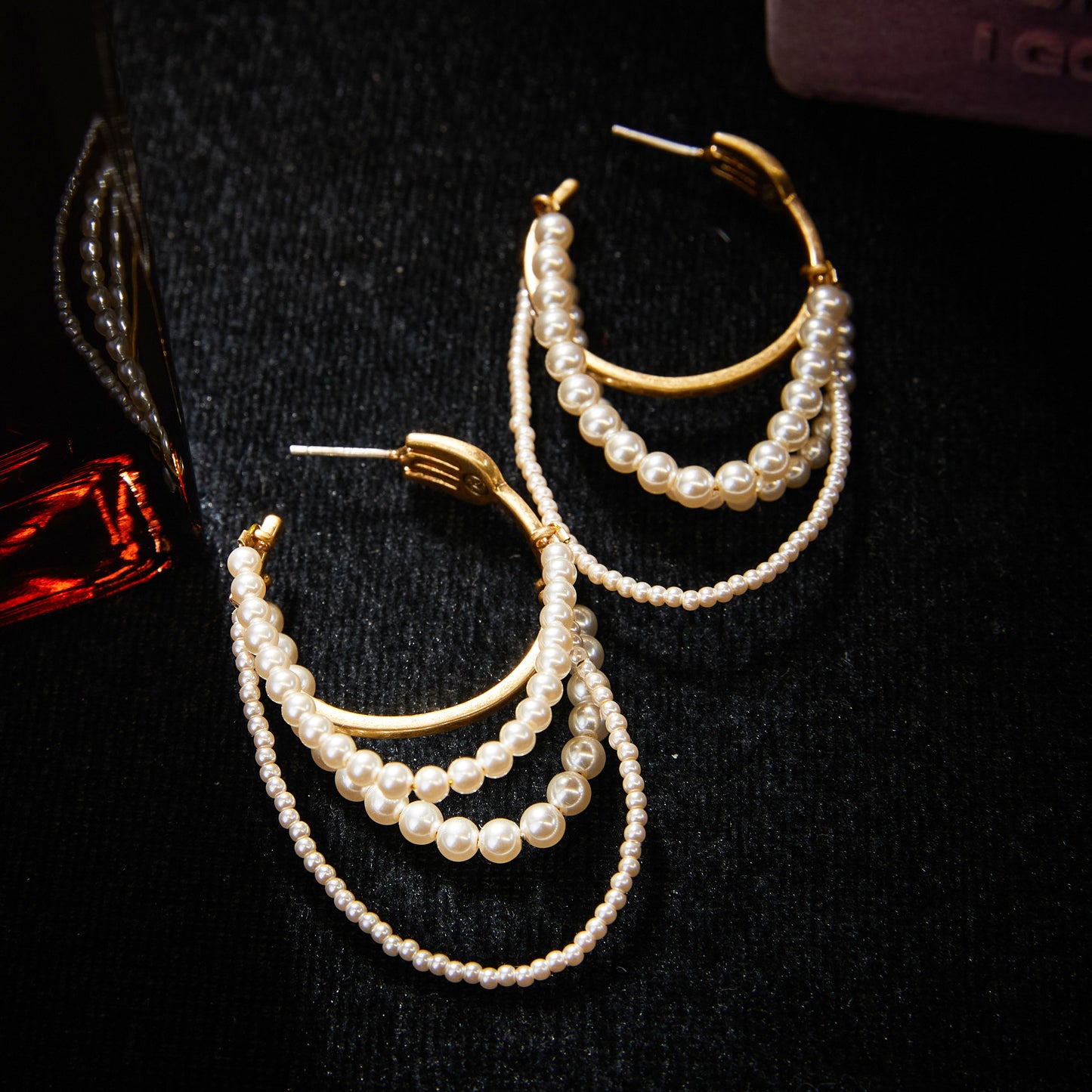 Sparkling Swarovski Crystal Copper Alloy Pearl-Imitation Earrings KK-JB0021