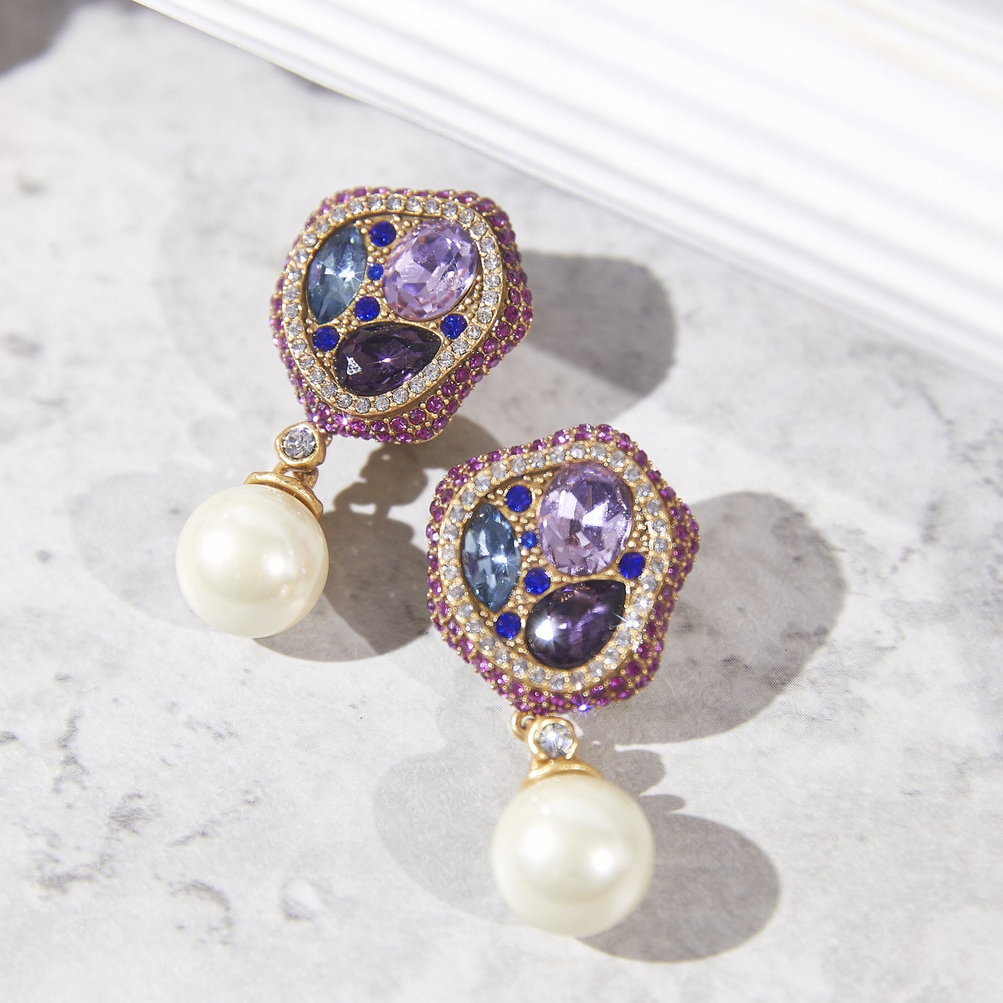 Timeless Swarovski Crystal Copper Alloy Pearl-Imitation Earrings KK-4362