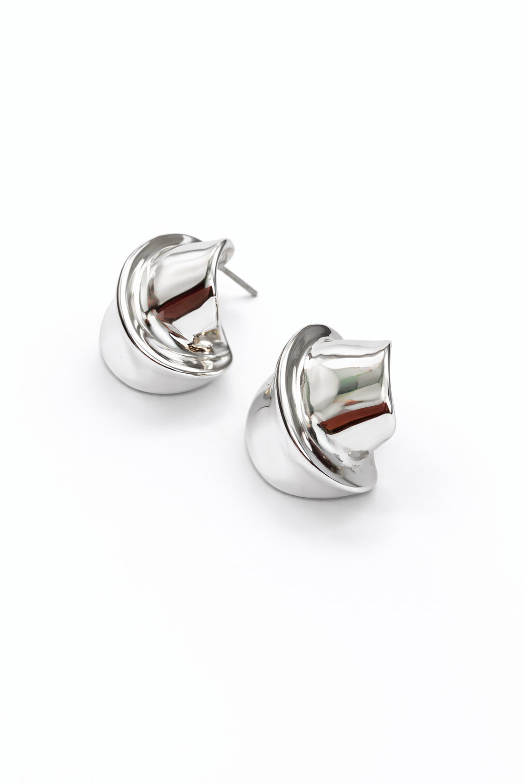 Mirror-Finish Sculptural Knot Stud Earrings | Contemporary Art Jewelry