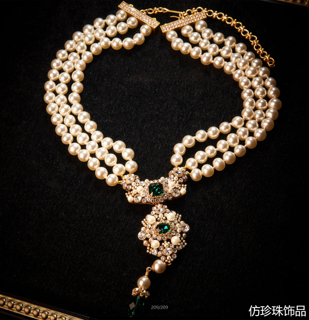 Refined Swarovski Crystal Copper Alloy Pearl-Imitation Necklace & Earrings KK-91600/91601