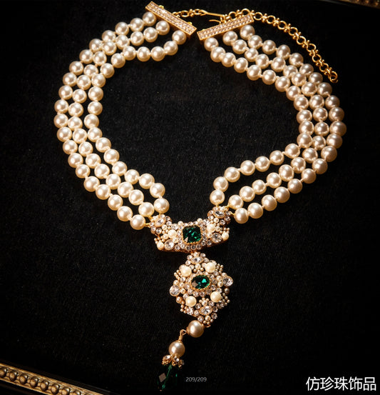 Refined Swarovski Crystal Copper Alloy Pearl-Imitation Necklace & Earrings KK-91600/91601