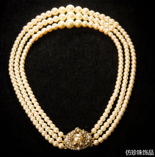 Sparkling Swarovski Crystal Copper Alloy Pearl-Imitation Necklace KK-91638