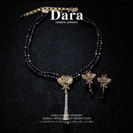 Sparkling Swarovski Crystal Copper Alloy Necklace & Earrings Set KK-JB0071