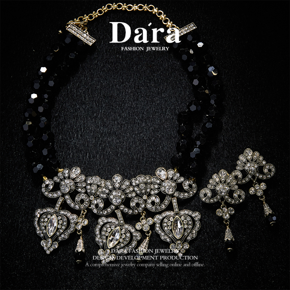 Refined Swarovski Crystal Copper Alloy Necklace & Earrings Set KK-JB0068