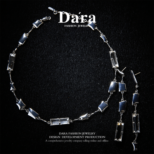 Sleek Swarovski Crystal Copper Alloy  Necklace & Earrings Set KK-92052