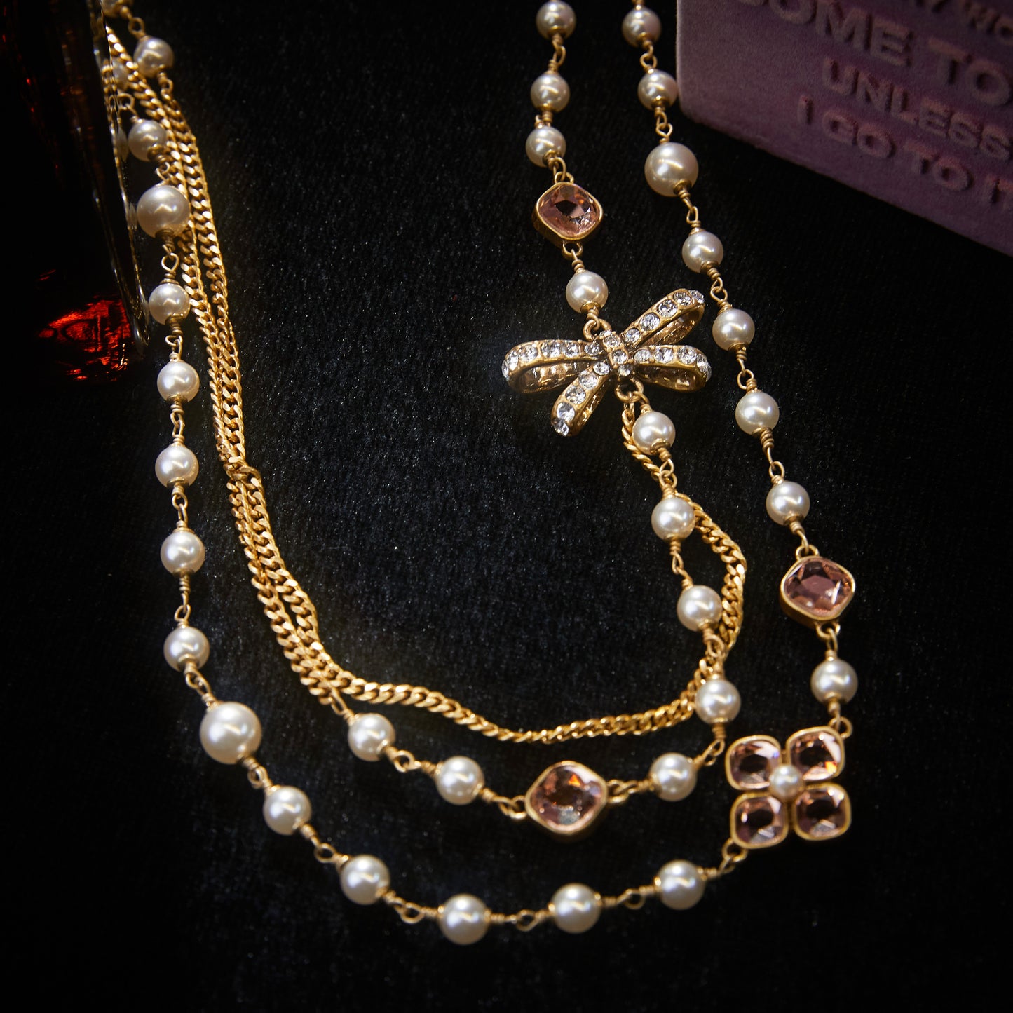 Refined Swarovski Crystal Copper Alloy Pearl-Imitation Necklace & Earrings Set KK-JB0101