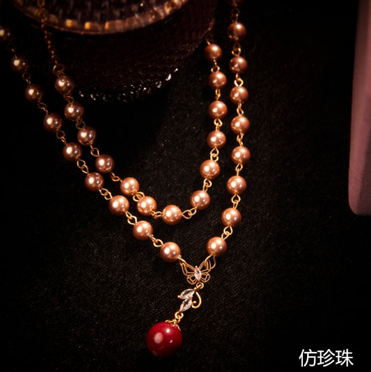 Refined SCopper Alloy Pearl-Imitation Necklace KK-91589
