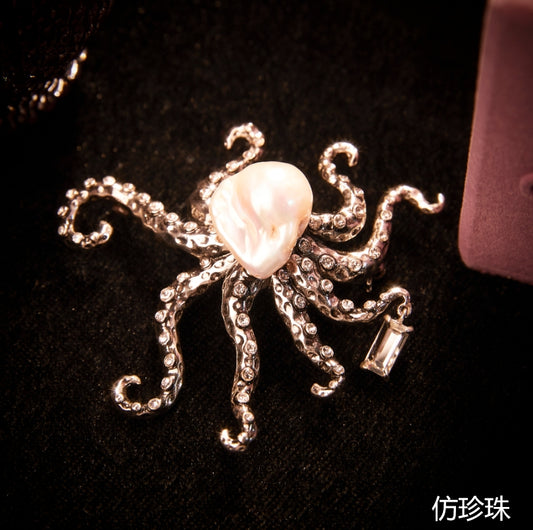 Refined Swarovski Crystal Copper Alloy Pearl-Imitation Brooch KK-91051