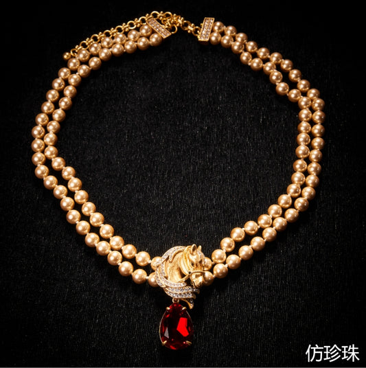 Elegant Copper Alloy Pearl-Imitation Necklace KK-91662