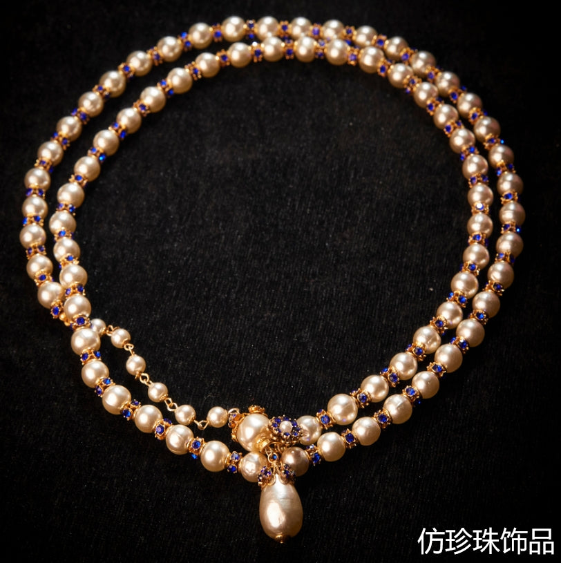 Sparkling Swarovski Crystal Copper Alloy Pearl-Imitation Necklace KK-91525