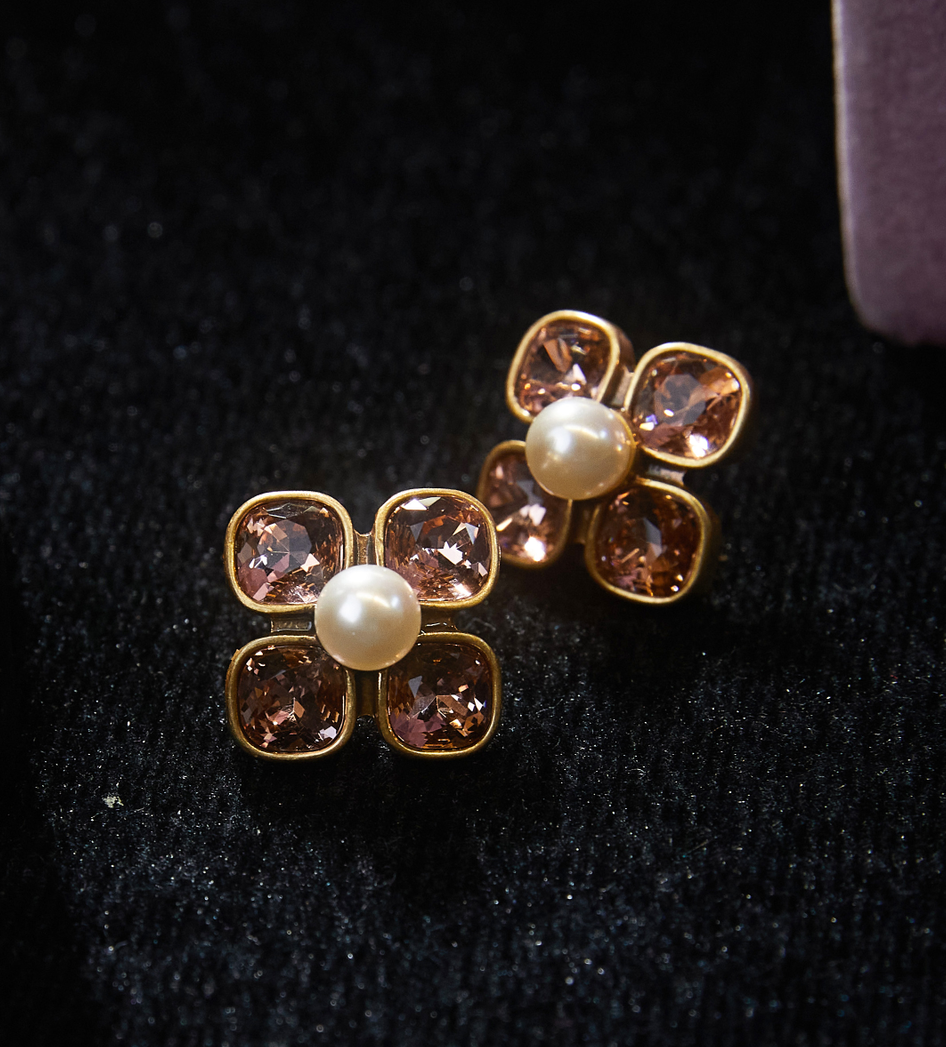 Refined Swarovski Crystal Copper Alloy Pearl-Imitation Necklace & Earrings Set KK-JB0101