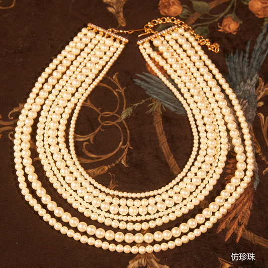 Sparkling Swarovski Crystal Copper Alloy Pearl-Imitation Necklace  KK-91293