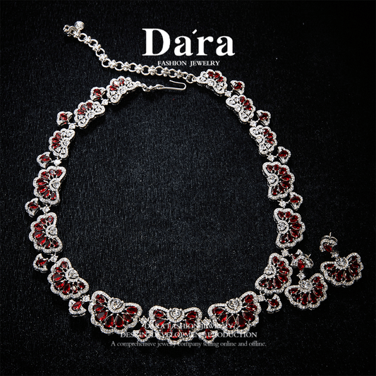 Sparkling Swarovski Crystal Copper Alloy Necklace & Earrings Set KK-JB0111