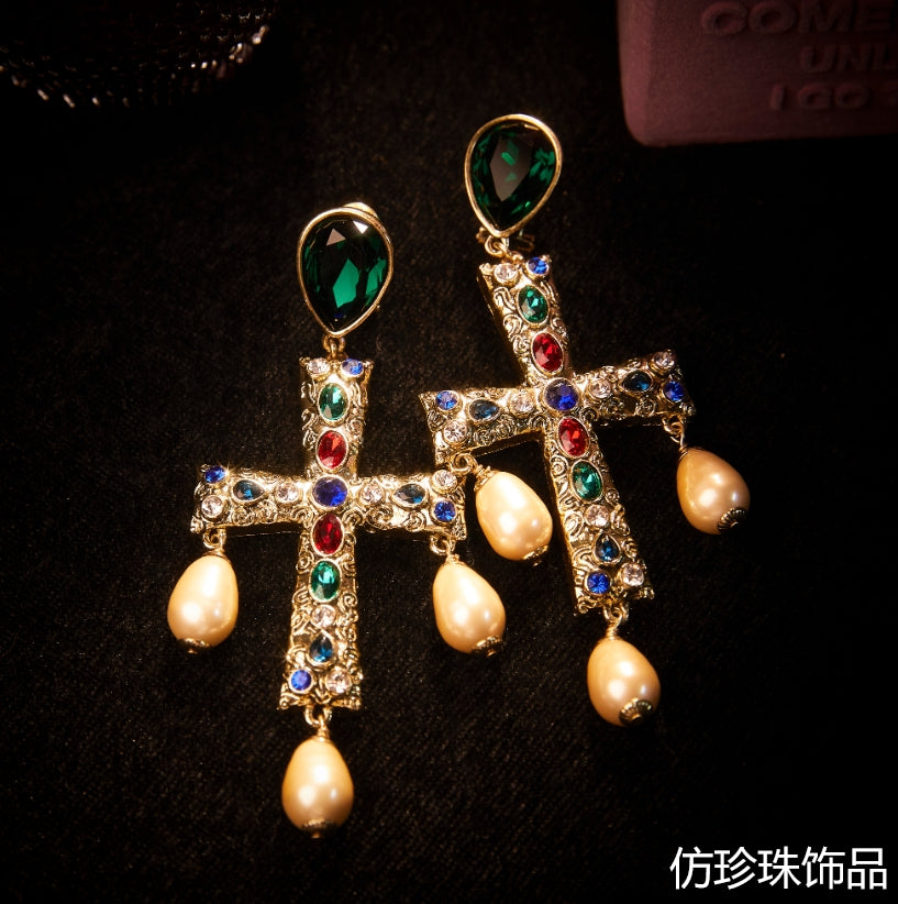 Refined Swarovski Crystal Copper Alloy Pearl-Imitation Necklace & Earrings  KK-91592