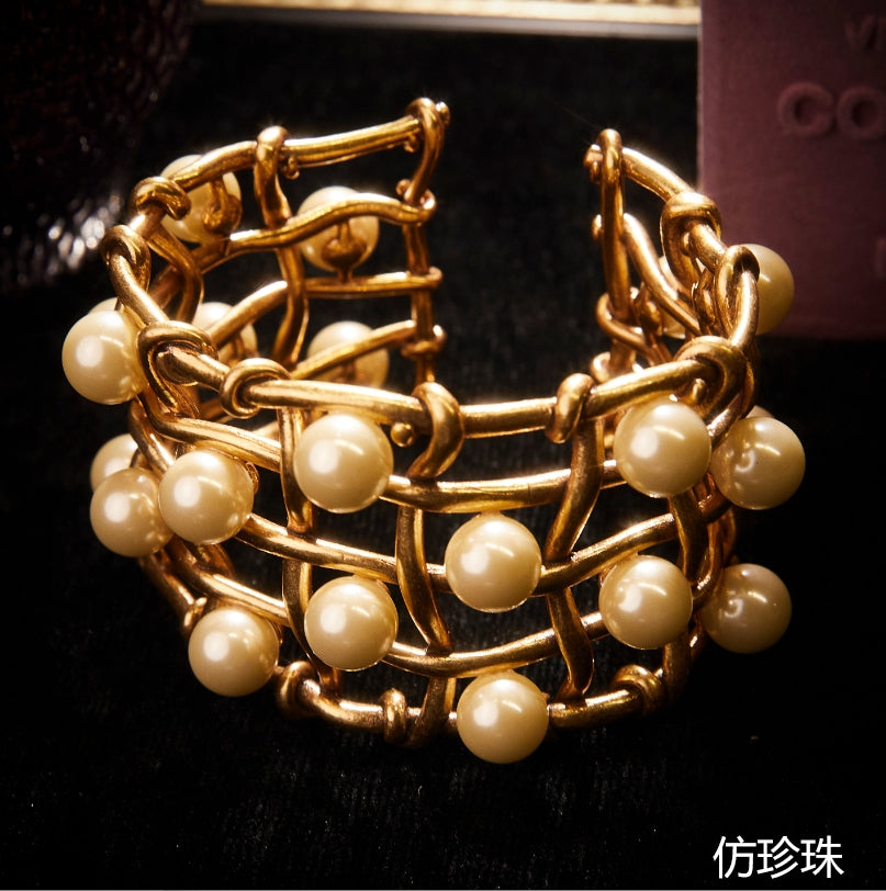 Elegant Copper Alloy Pearl-Imitation Bracelet KK-91506