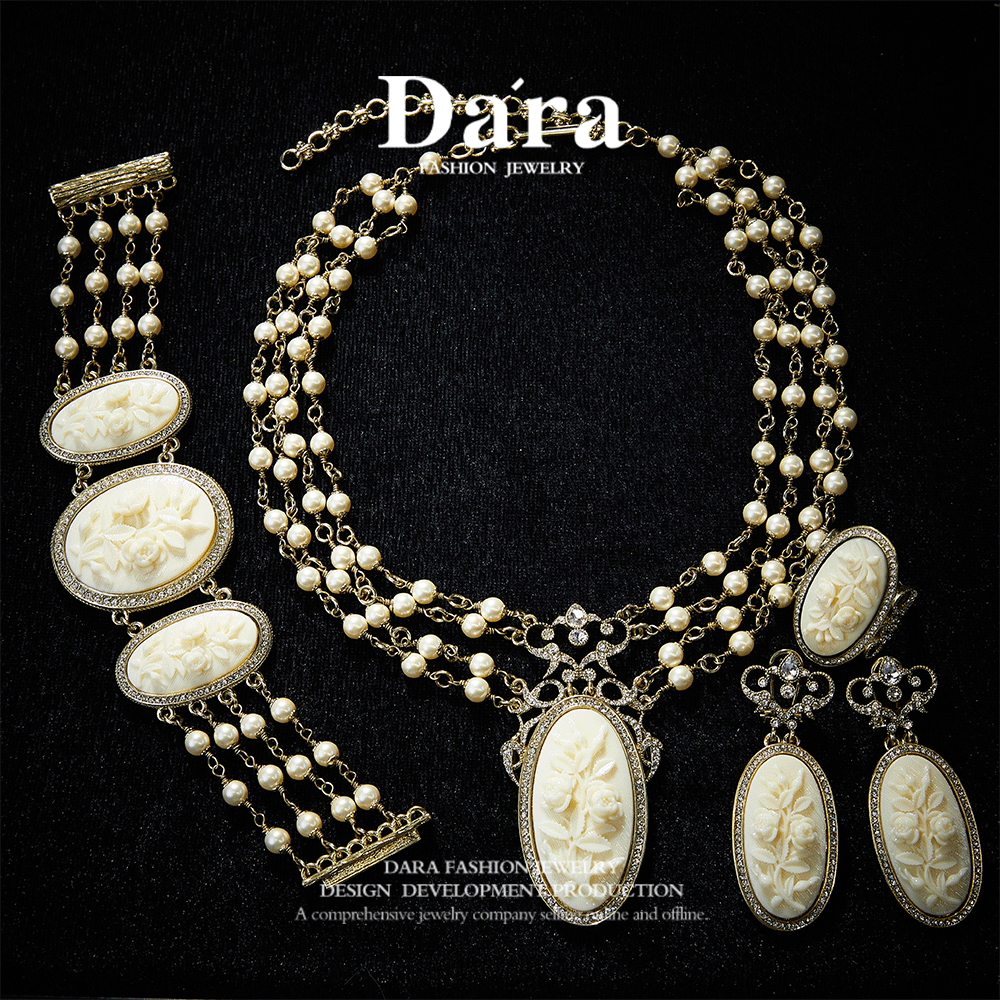 Sparkling Swarovski Crystal Copper Alloy Pearl-Imitation Jewelry Set KK-JB0160