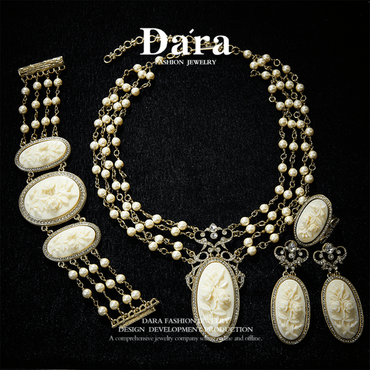 Sparkling Swarovski Crystal Copper Alloy Pearl-Imitation Jewelry Set KK-JB0160