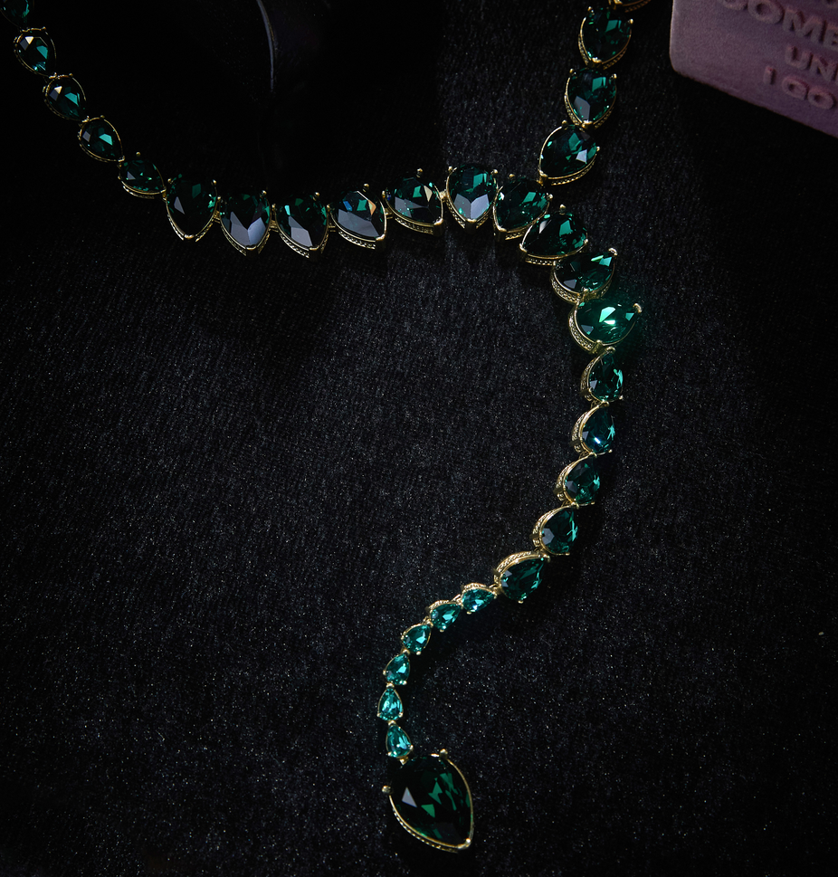 Swarovski Crystal Y-Shaped Chain Copper Alloy Jewelry Set KK-JB0069