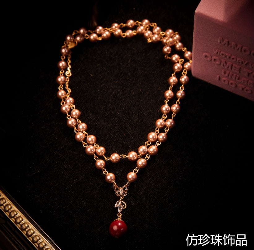 Refined SCopper Alloy Pearl-Imitation Necklace KK-91589