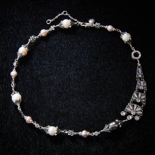 Sparkling Swarovski Crystal Copper Alloy  Pearl-Imitation Necklace KK-JB0193