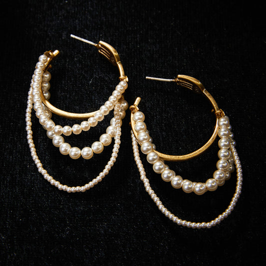 Sparkling Swarovski Crystal Copper Alloy Pearl-Imitation Earrings KK-JB0021