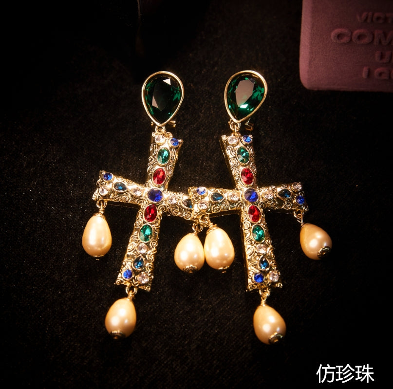 Refined Swarovski Crystal Copper Alloy Pearl-Imitation Necklace & Earrings  KK-91592