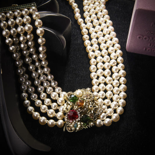 Refined Swarovski Crystal Copper Alloy Pearl-Imitation Necklace KK-91852