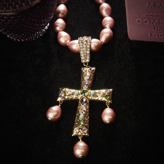 Sparkling Swarovski Crystal Copper Alloy Pearl-Imitation Necklace KK-91639