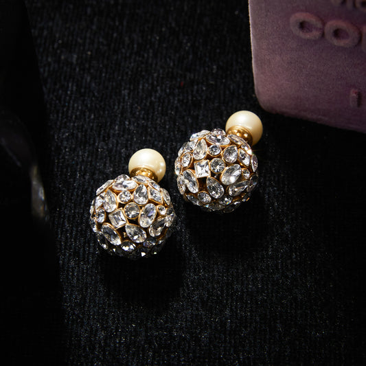 Swarovski Crystal with Simulated Pearl Accents - Hypoallergenic Copper Alloy Earrings KK-JB0047