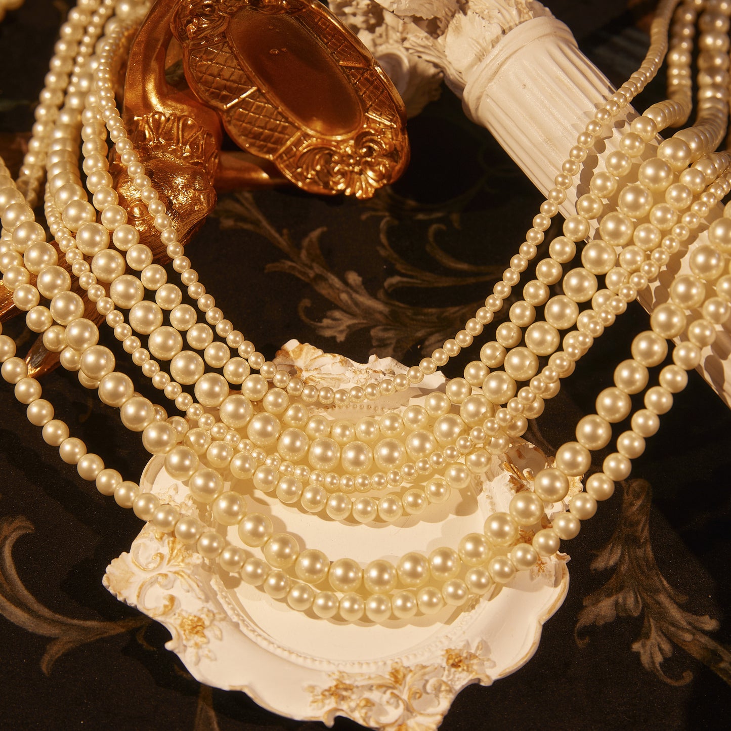 Sparkling Swarovski Crystal Copper Alloy Pearl-Imitation Necklace  KK-91293