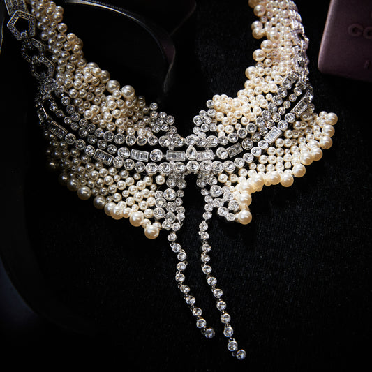 Sparkling Swarovski Crystal Copper Alloy Pearl-Imitation Necklace KK-92055