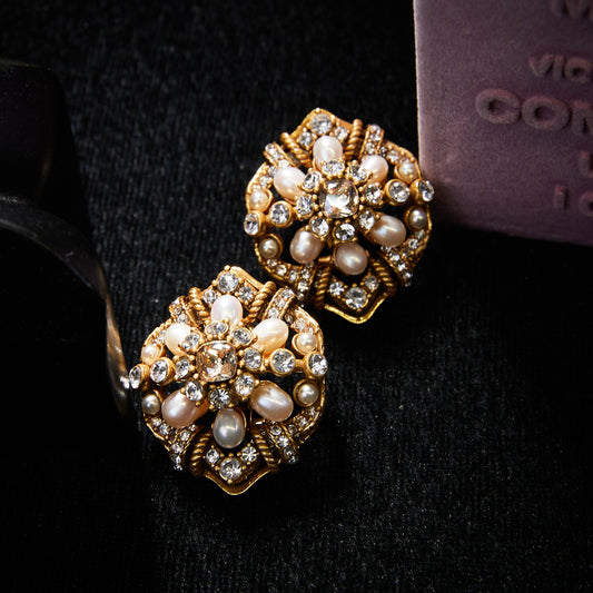 Refined Swarovski Crystal Copper Alloy Pearl-Imitation Earrings KK-JB0221