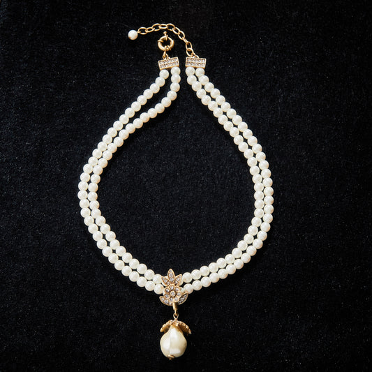 Swarovski Crystal & Pearl-Imitation Copper Alloy Necklace KK-JB0237