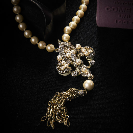 Sparkling Swarovski Crystal Copper Alloy Pearl-Imitation Necklace KK-91383