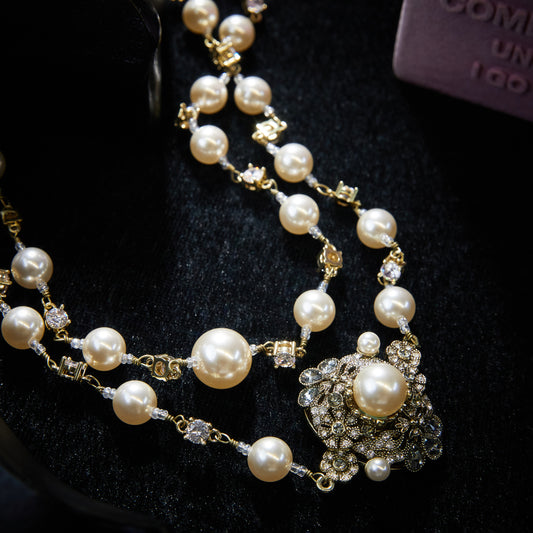 parkling Swarovski Crystal Copper Alloy Pearl-Imitation Necklace & Earrings Set KK-JB0236