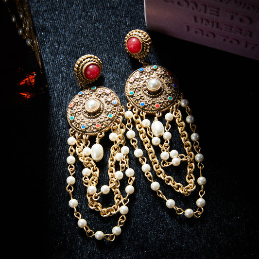 Sparkling Swarovski Crystal Copper Alloy Pearl-Imitation Earrings KK-91392