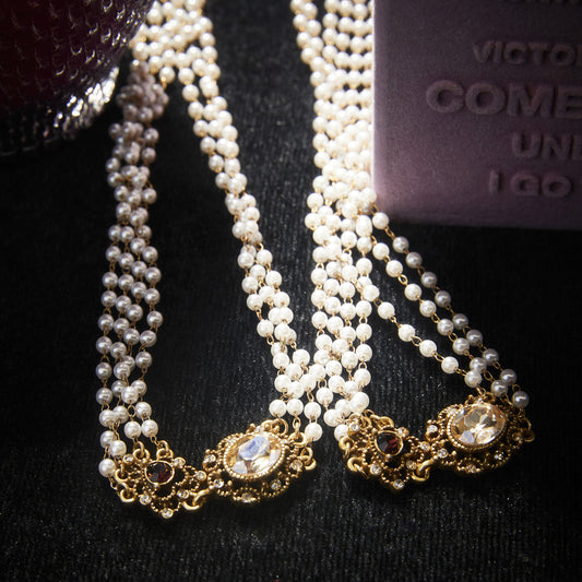 Sparkling Swarovski Crystal Copper Alloy Pearl-Imitation Necklace KK-91305