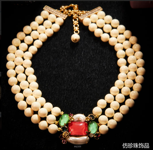 Sparkling Swarovski Crystal Copper Alloy Pearl-Imitation  Necklace & Earrings KK-91593/KK-91594
