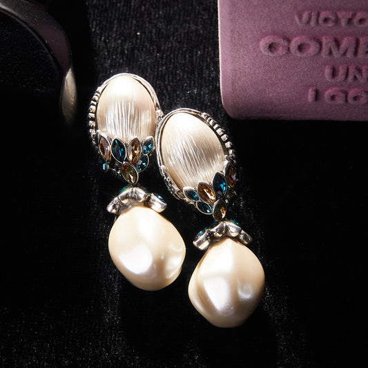 Refined Swarovski Crystal Copper Alloy Pearl-Imitation Earrings KK-91181
