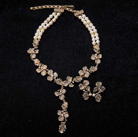 Sparkling Swarovski Crystal Copper Alloy Pearl-Imitation Jewelry Set KK-92140