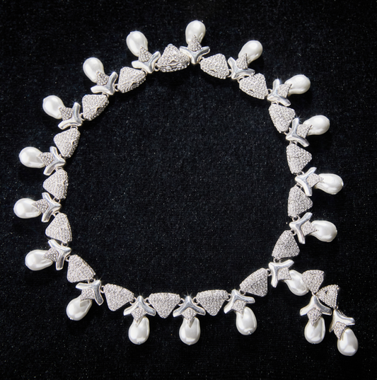 Sparkling Swarovski Crystal Copper Alloy Pearl-Imitation Jewelry Set KK-JB0117