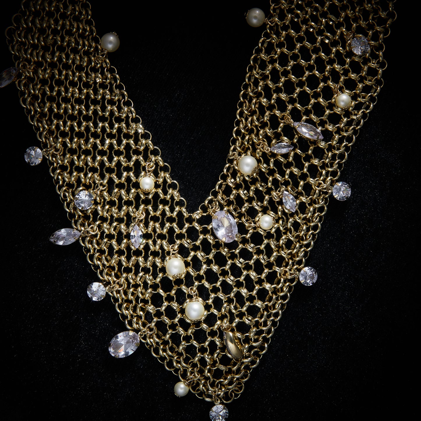 Sparkling Swarovski Crystal Copper Alloy Pearl-Imitation Necklace KK-92184