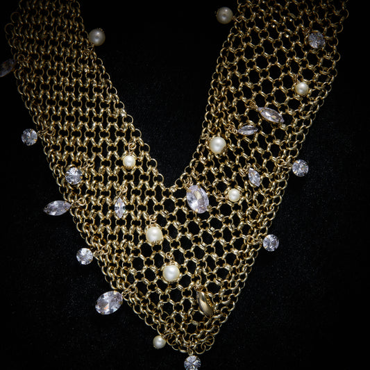 Sparkling Swarovski Crystal Copper Alloy Pearl-Imitation Necklace KK-92184