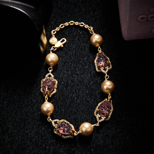 Sparkling Swarovski Crystal Copper Alloy Pearl-Imitation Jewelry Set KK-JB0057