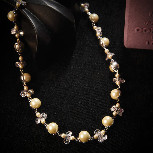Sparkling Swarovski Crystal Copper Alloy Pearl-Imitation Necklace KK-91553