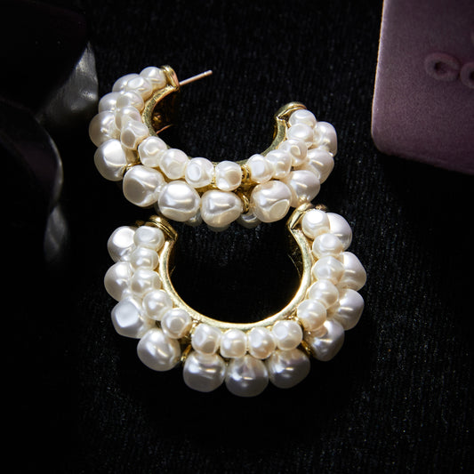 Sparkling Swarovski Crystal Copper Alloy Pearl-Imitation Earrings KK-92057