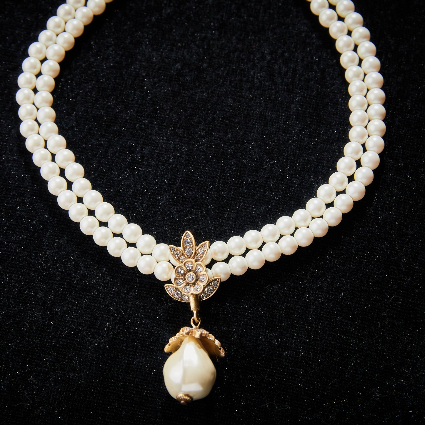 Swarovski Crystal & Pearl-Imitation Copper Alloy Necklace KK-JB0237