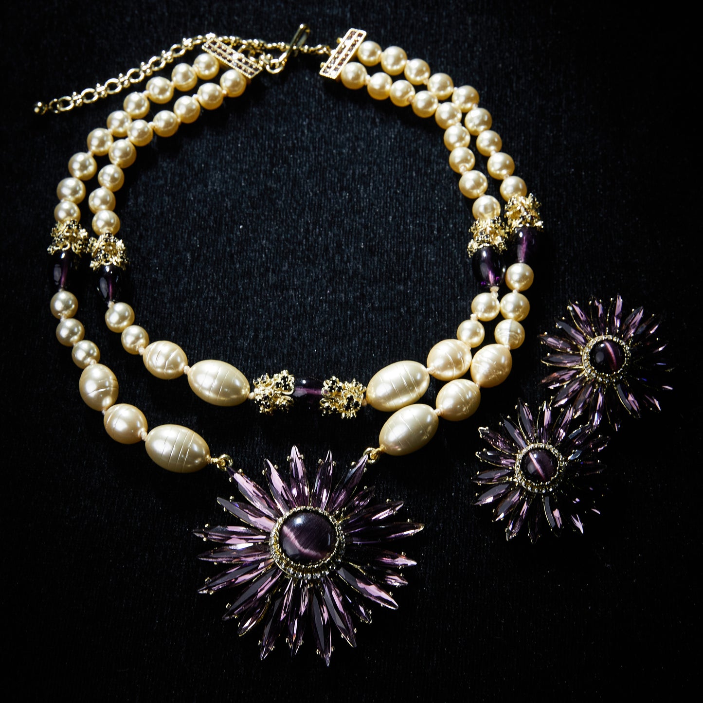 Sparkling Swarovski Crystal Copper Alloy Alloy Pearl-Imitation Jewelry Set KK-91971